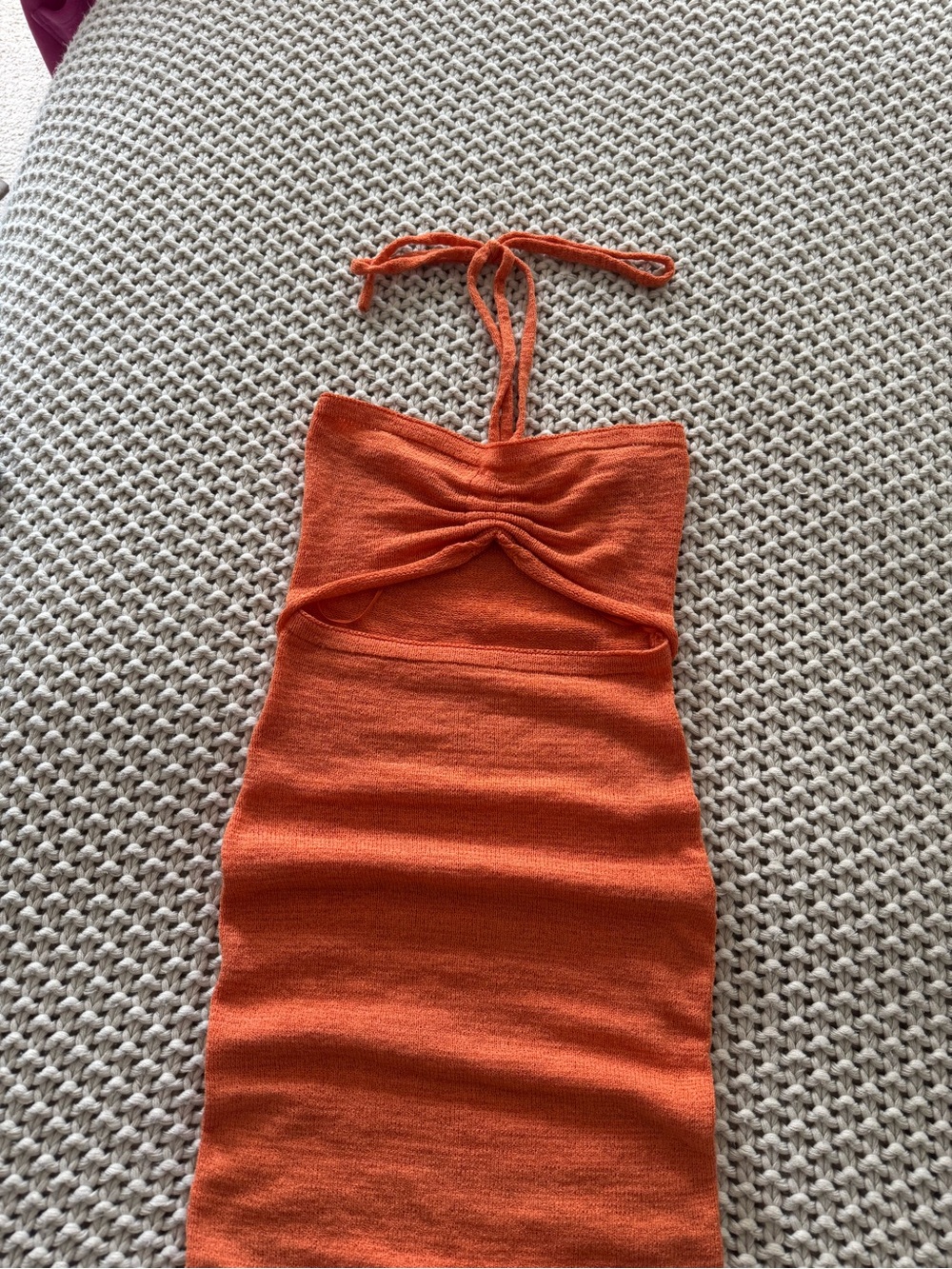 Orange Knit Halter Cutout Dress